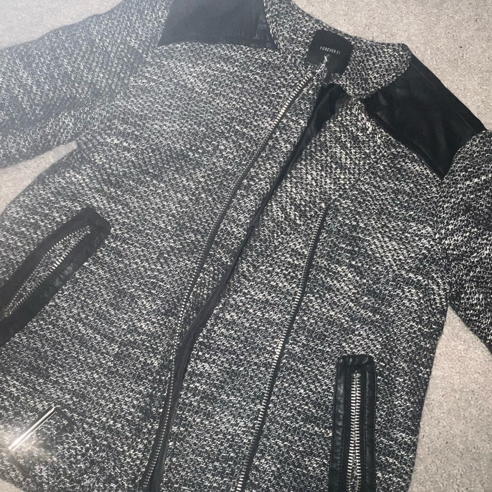 Black and white forever 21 jacket with belt